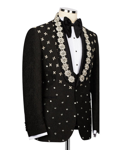 Midnight Bloom Black Crystal Tuxedo