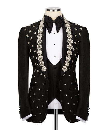 Midnight Bloom Black Crystal Tuxedo