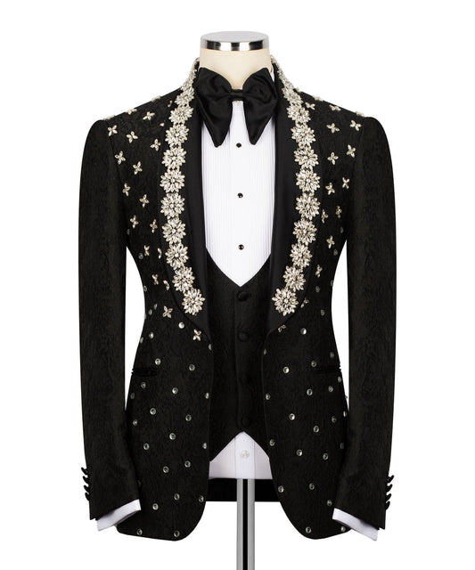 Midnight Bloom Black Crystal Tuxedo