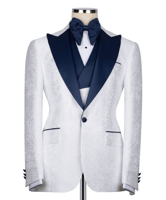 "Midnight Crest" White Textured Tuxedo