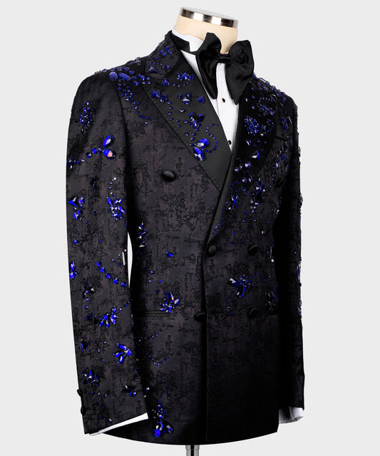 Midnight Majesty Black & Blue Crystal Embellished Tuxedo