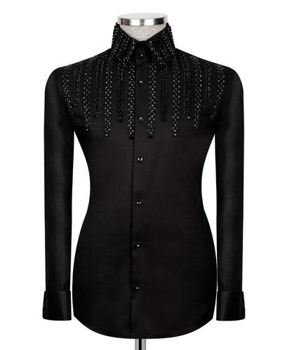 🖤 "Midnight Majesty" – Black Shirt with Black Crystal