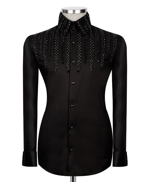 🖤 "Midnight Majesty" – Black Shirt with Black Crystal