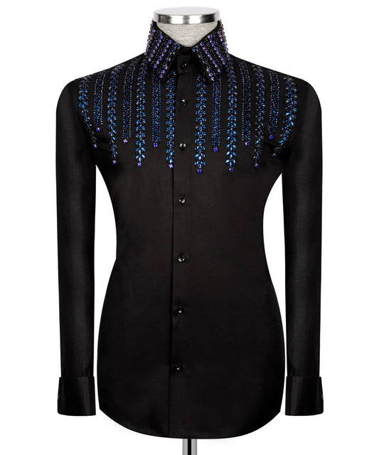 Midnight Majesty – Black Shirt with Blue Crystal