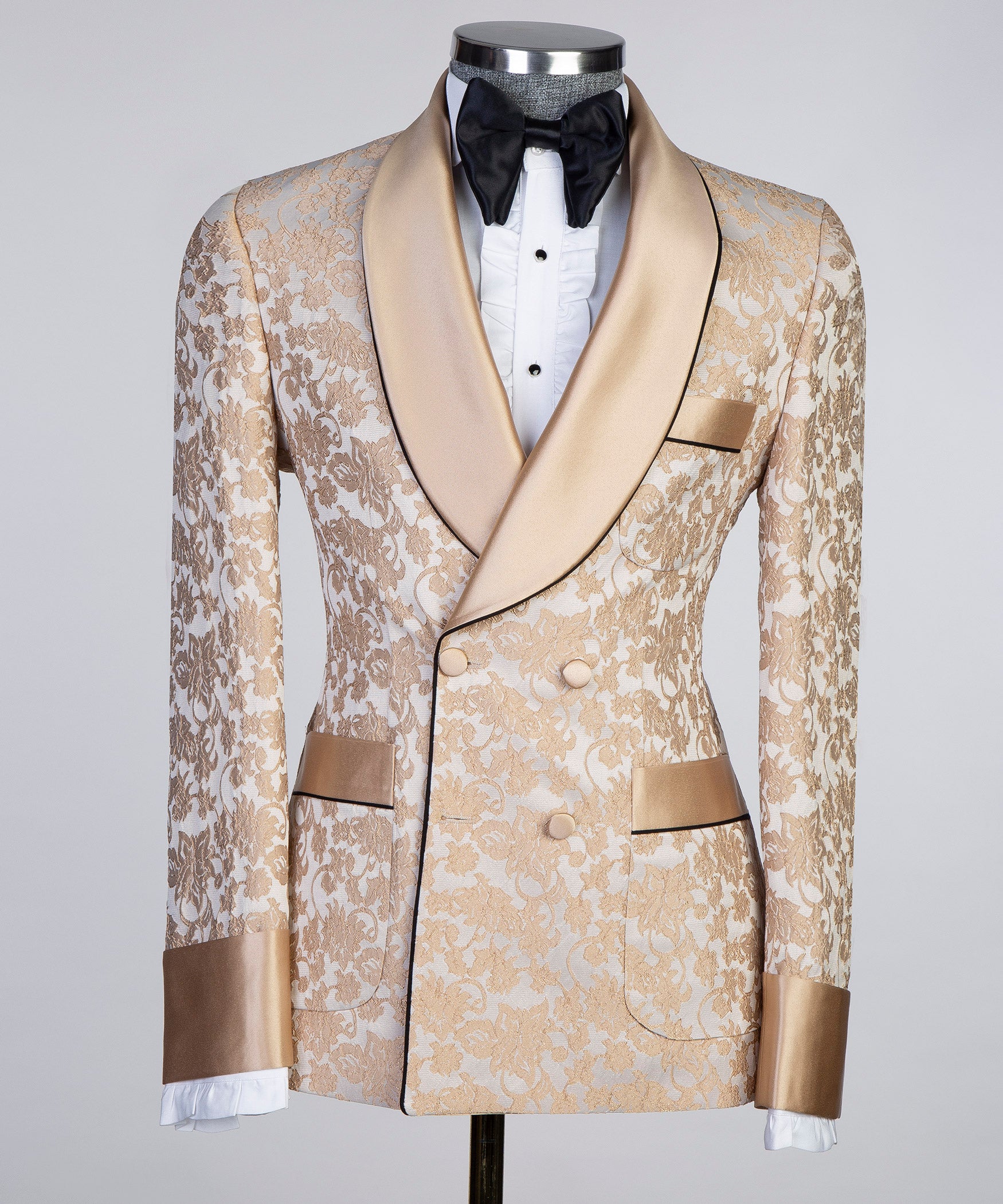 Milky Brown Lace-Designed Tuxedo