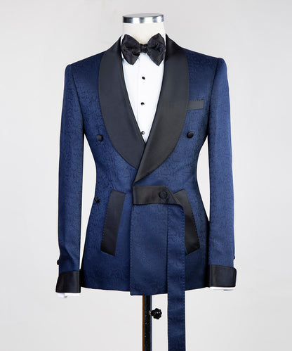 Navy Blue Belted Tuxedo