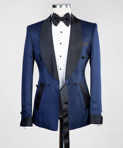 Navy Blue Belted Tuxedo