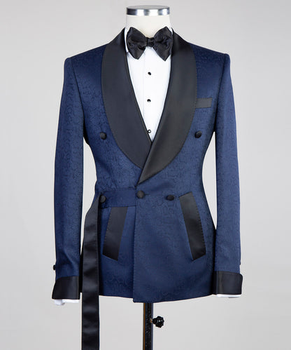 Navy Blue Belted Tuxedo