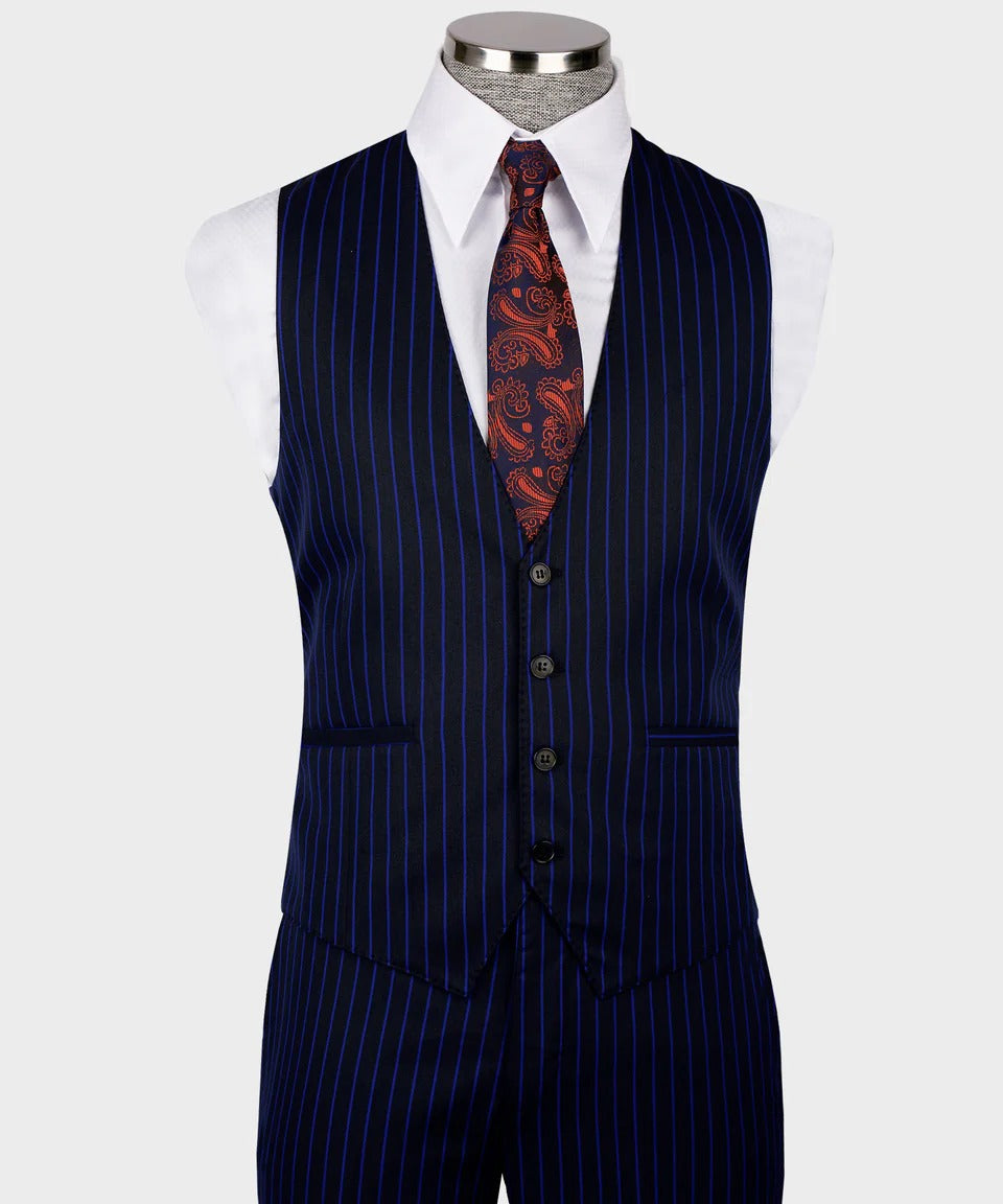 Navy & Royal Blue Pinstripe Suit – Bold Refinement, Unmatched Presence