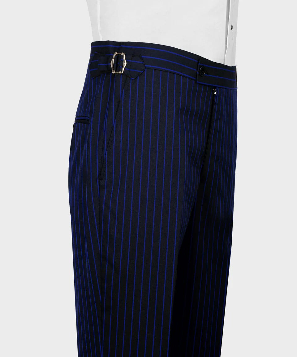 Navy & Royal Blue Pinstripe Suit – Bold Refinement, Unmatched Presence