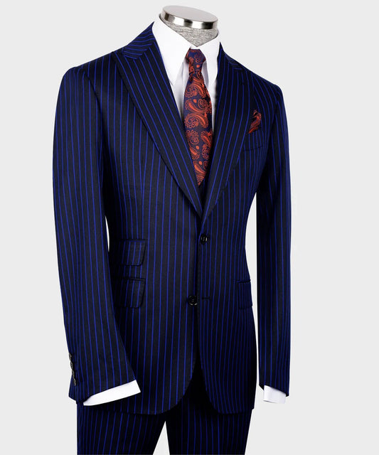 Navy & Royal Blue Pinstripe Suit – Bold Refinement, Unmatched Presence