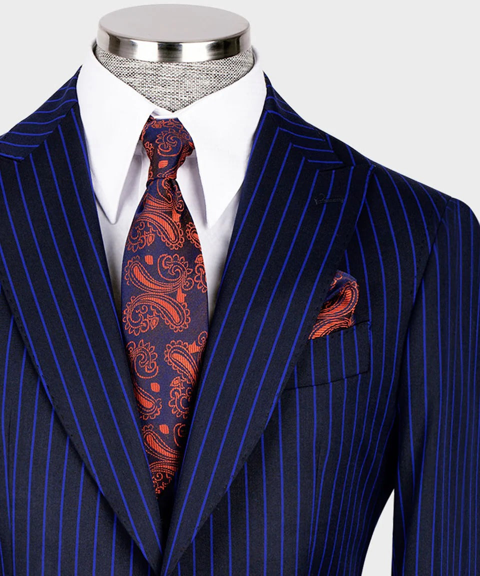 Navy & Royal Blue Pinstripe Suit – Bold Refinement, Unmatched Presence