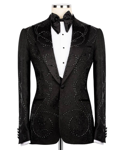 Noir Enigma – Black Swirl Embroidered Tuxedo