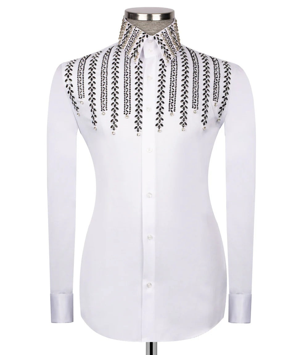⚪️🖤 "Noir Grace" – White Shirt with Black Crystal