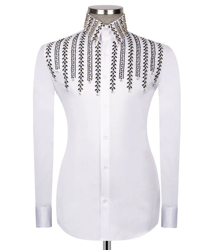 ⚪️🖤 "Noir Grace" – White Shirt with Black Crystal