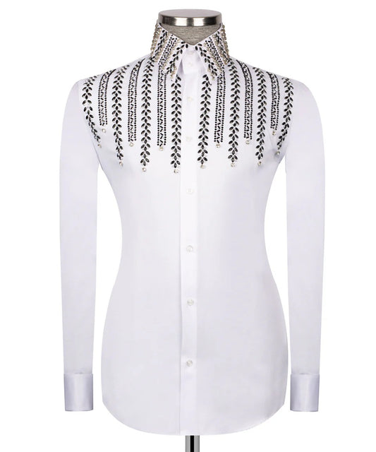 ⚪️🖤 "Noir Grace" – White Shirt with Black Crystal