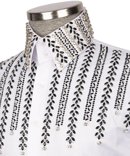 ⚪️🖤 "Noir Grace" – White Shirt with Black Crystal
