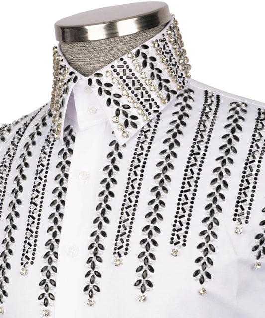 ⚪️🖤 "Noir Grace" – White Shirt with Black Crystal