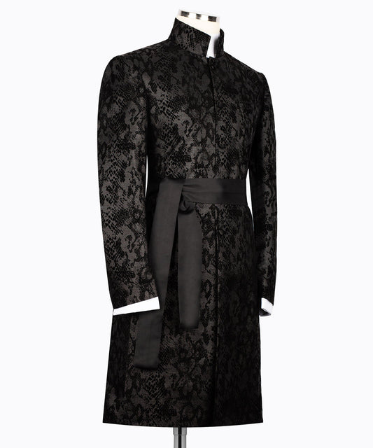 Northern Nobility Luxe Black Jacquard Sherwani