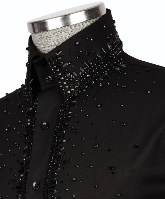 Black Stone Embroidered Shirt