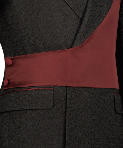 Burgundy & Black Double-Breasted Tuxedo – Statement of Prestige