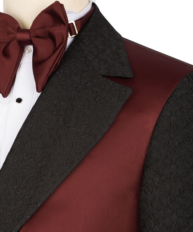 Burgundy & Black Double-Breasted Tuxedo – Statement of Prestige
