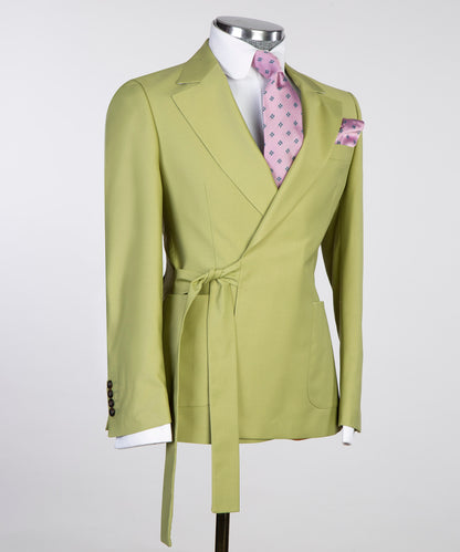 Olive Green Belted Suit