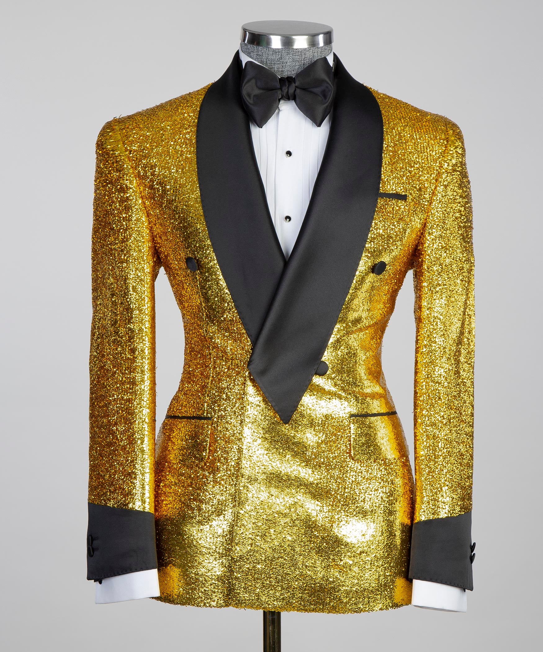 Party Wear Shining Yellow Belted Tuxedo