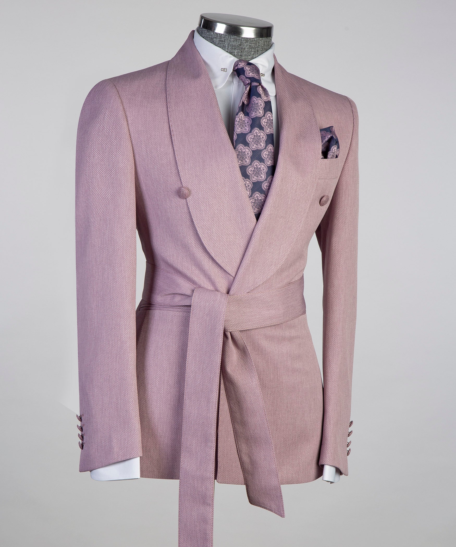 Pastel Pink Belted Suit