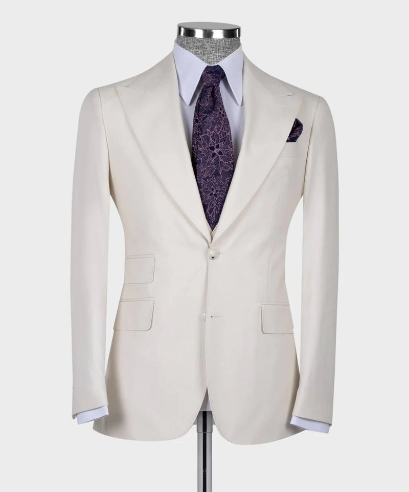 Peak Beige Classic Single Breasted Suit 