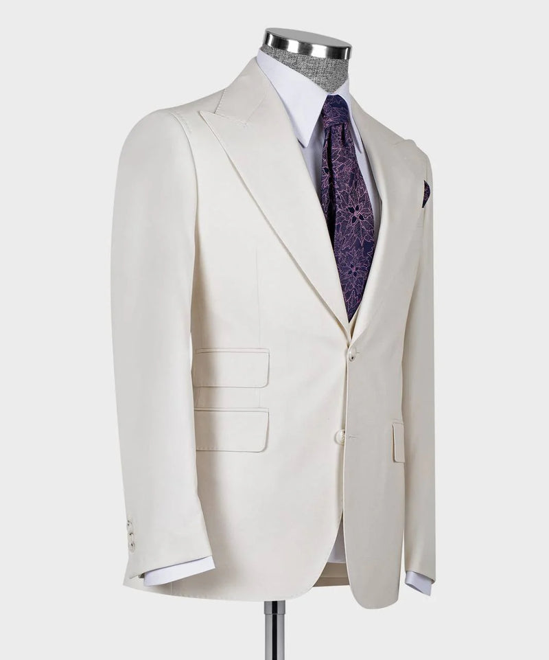 Peak Beige Classic Single Breasted Suit 