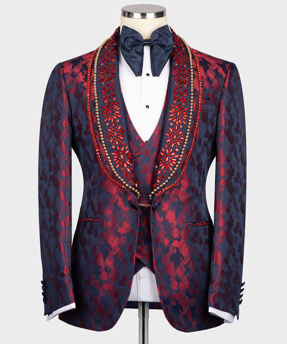 Red Leopard Patterned Stone Tuxedo