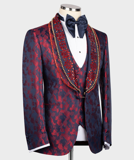Red Leopard Patterned Stone Tuxedo