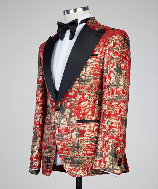 Red Brocade Tuxedo