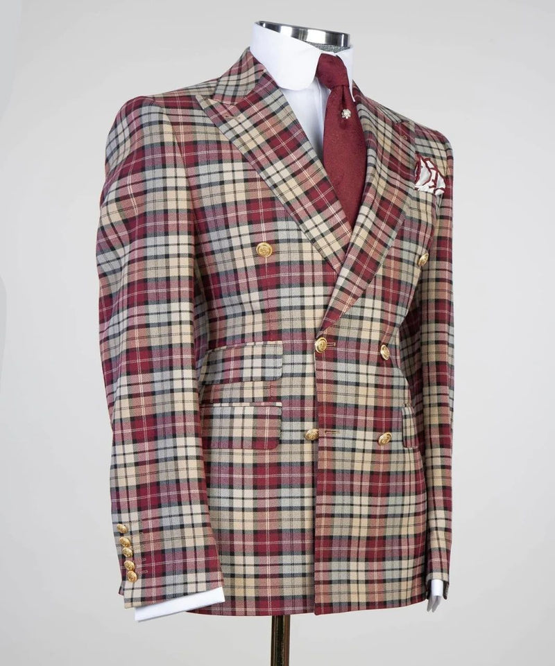 Red Check Double Breasted Suit 