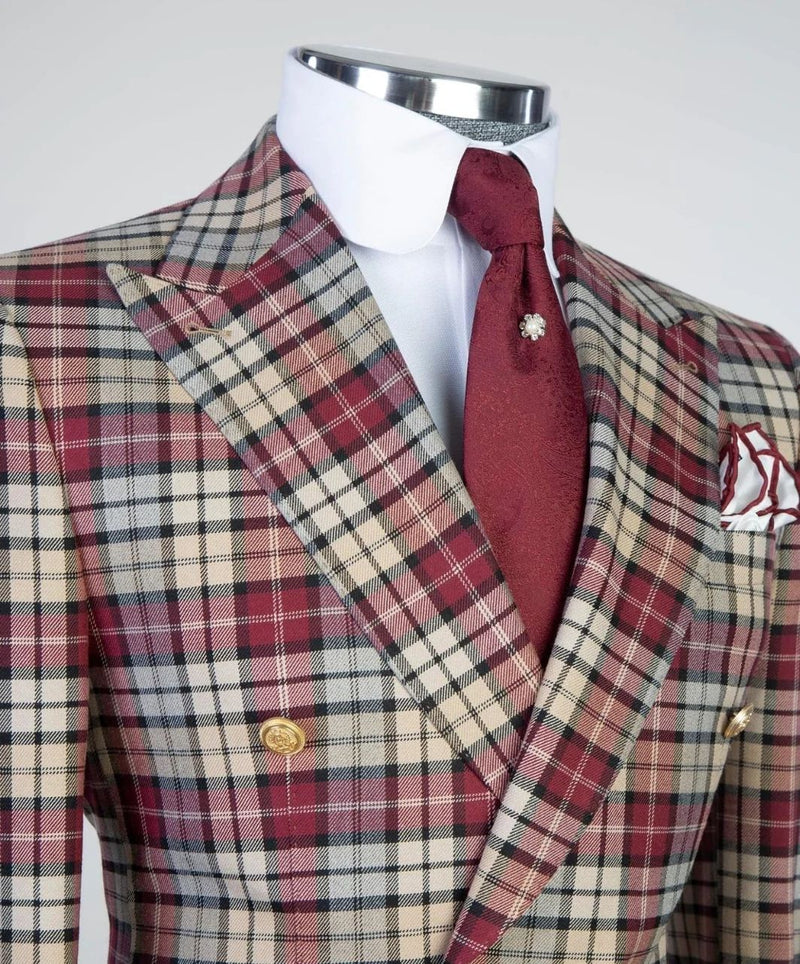 Red Check Double Breasted Suit 