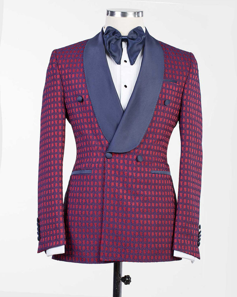 Red Check Double Breasted Tuxedo