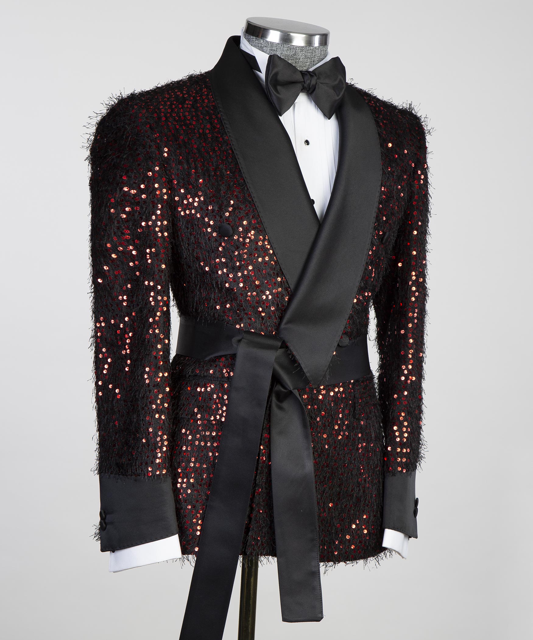 Red Shining Belted Tuxedo