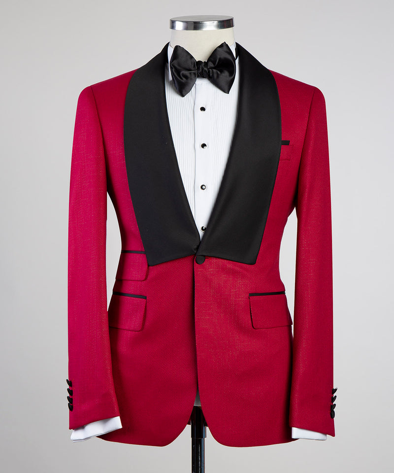 Red Tuxedo With Black Lapel