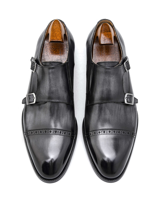 Regal Double Monk Black Shoes