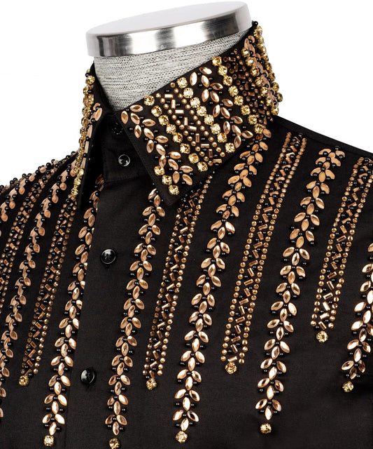 ✨ "Regal Radiance" – White Shirt with Golden Crystal