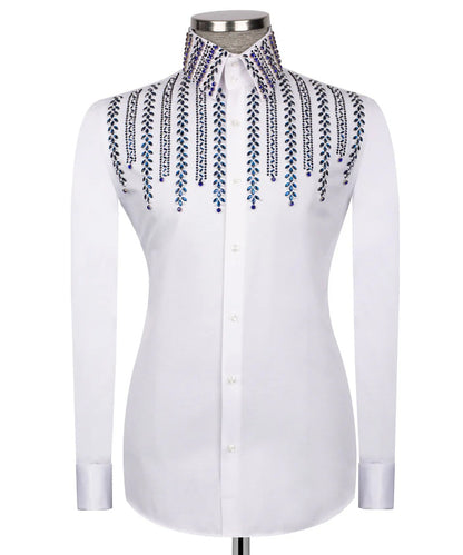 💎✨ "Royal Ice" – White Shirt with Blue Crystal