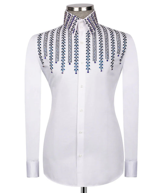 💎✨ "Royal Ice" – White Shirt with Blue Crystal