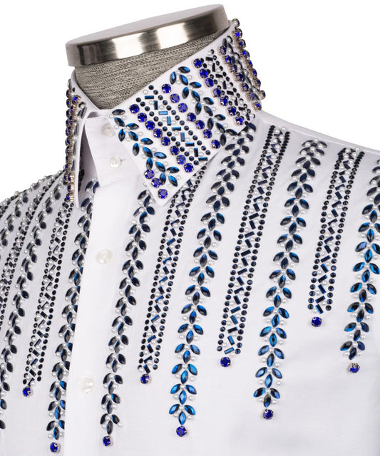 💎✨ "Royal Ice" – White Shirt with Blue Crystal