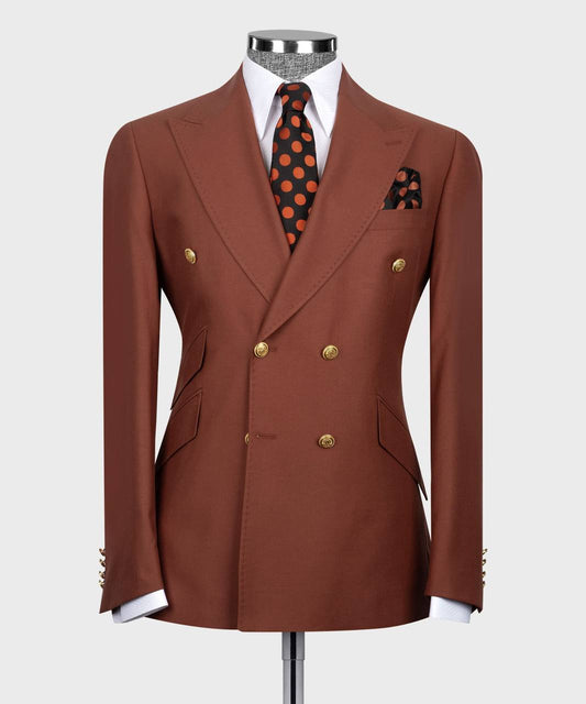 "Rust Reverence" – Double-Breasted Suit with Bold Charisma