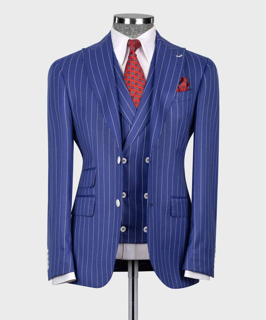 "Sapphire Sovereign" Pinstripe Suit