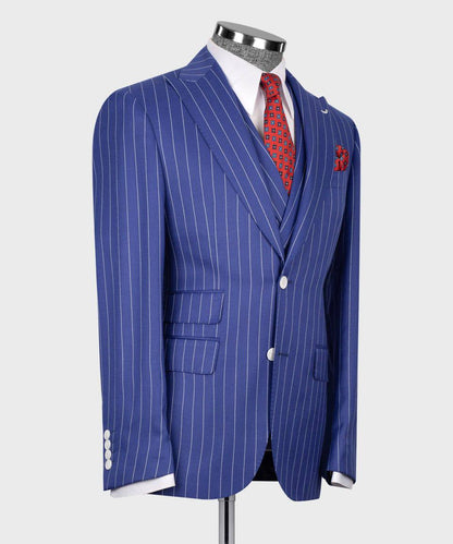 "Sapphire Sovereign" Pinstripe Suit