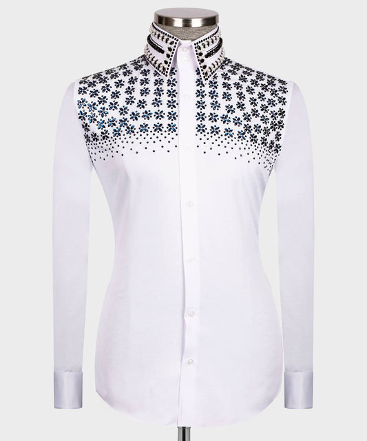 “Sapphire Storm” White Luxury Shirt