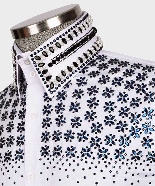 “Sapphire Storm” White Luxury Shirt