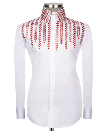 🔥❤️ "Scarlet Spark" – White Shirt with Red Crystal